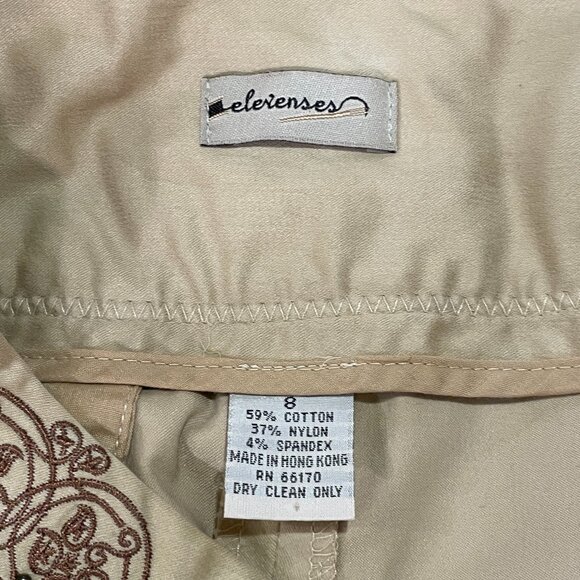 ELEVENSES (ANTHROPOLGIE) Embroidered/Beaded Pants, Tan - 8 - Picture 9 of 9